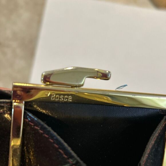 Vintage Bosca Hand Stained Hide Brown Leather Mini Wallet - Kiss Lock Coin - Picture 4 of 8